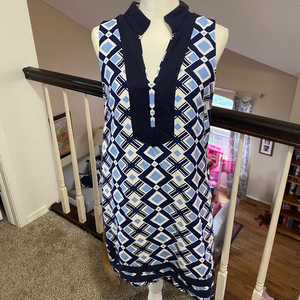 Eliza J shift dress with tunic collar